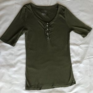 Green Half Button Short Sleeve Shirt